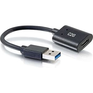 C2G 54428 USB-C-adapter (5 Gbit/s, USB-C-aansluiting naar USB-A, SuperSpeed USB-stekker, compatibel met smartphones, tablets en laptops, zwart