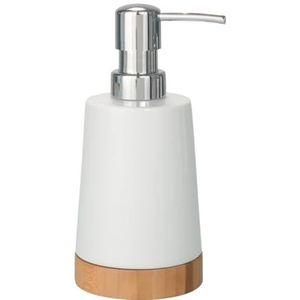 Wenko Zeepdispenser 330 Ml Bamboe/keramiek Wit/naturel