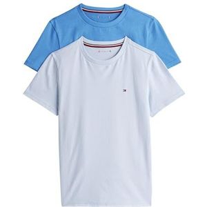 Tommy Hilfiger Set van 2 T-shirts met korte mouwen en ronde hals voor jongens, Veelkleurig (Breezy Blue/Blue Spell)