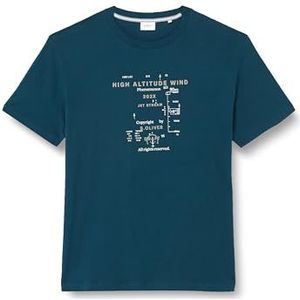 s.Oliver 2139824 T-shirt met korte mouwen voor heren, Blauw/Groen