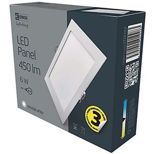 EMOS LED inbouwspot 6W met driver, inbouwspot super platte inbouwspot / LED paneel afmetingen 120x120x21mm vervanging voor 40W lampen, lichtkleur neutraal wit 4000K, helderheid 450lm