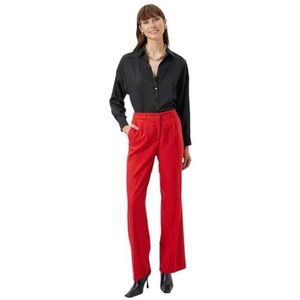 Koton Pantalon taille moyenne pour femme avec poches larges boutonnées, Rouge (418), 42