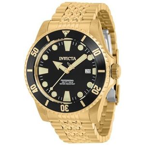 Invicta Pro Diver 39758 Herenhorloge – Entanche – analoog – automatisch uurwerk – roestvrij staal met zwarte wijzerplaat – 44 mm, zwart.