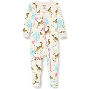 Hatley Organic Cotton Footed Sleepsuit pantoffels voor baby's, meisjes, Serene Forest