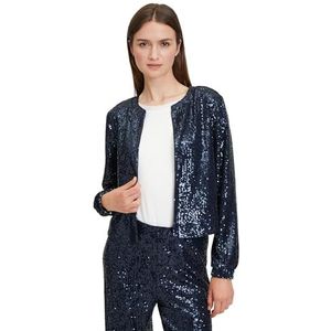 Betty & Co Veste blazer à paillettes pour femme, bleu, 44