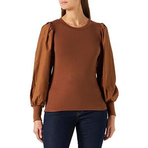 KAFFE Camera Liddy Ls T-shirt blouse dames, Koffie