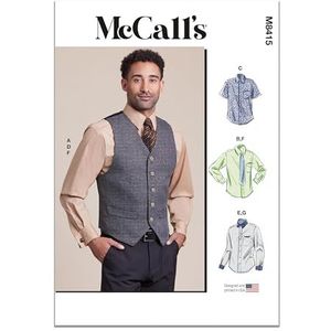 MCCALLS M8415BB Gevoerd vest voor heren, overhemden, stropdas, vlinderdas BB (XL-XXL-XXXL)