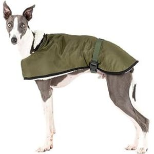 Whippets: Style waterdichte jas, bescherming tegen kou en regen - Borregit voering, warmte-isolatie, harnas gat - ideaal voor Whippet en Italiaanse windhond - kaki, L