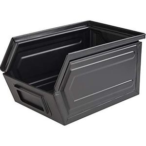APS Snackbox ""Industrial"" van metaal in zwart met etikettenvak, 15,5 x 23,5 x 13 cm, Fast Food Box, vaatwasmachinebestendig, stapelbaar