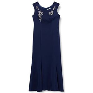 Gina Bacconi Gina Bacconi Maxi-jurk van satijn, rekbaar, geweven, met parels, cocktailjurk voor dames, Navy Blauw