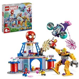 LEGO Marvel Spidey en zijn buitengewone vrienden het hoofdkwartier van de canvas lanceerders van het Spidey-team, superheldenspeelgoed, vechtvoertuigset voor kinderen, voor jongens en meisjes vanaf 4