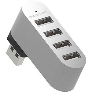 SABRENT USB-hub, USB-adapter, 90°/180° draaibaar, 4-poorts datahub, aluminium USB multiport voor Macbook, Mac Pro/Mini, iMac, Surface Pro, XPS, Notebook PC, USB-sticks enz. (HB-UMN4)