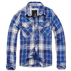 Brandit Geruit flanellen hemd lange mouwen S tot 5XL, Blauw