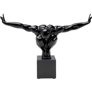 Kare 69419 Sculptuur in de vorm van een atleet van glasvezel en marmer, 23 x 45 x 42 cm (zwart)