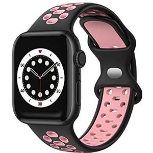 Compatibel met Apple Watch Band 42 mm 44 mm 45 mm reserveband compatibel met Apple Watch SE Series 7 6 5 4 3 2 1 (roze-zwart)