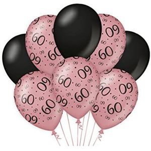 Verjaardagsballonnen, roze/zwart, 60 stuks