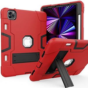 iPad Air 10,9 inch iPad Air 5e generatie 4e generatie iPad Pro 11 Case 2020/2018, stootvaste beschermhoes met kickstand, standaard, rood zwart