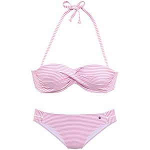 s.Oliver Jap-311 bikiniset voor dames, Roze en witte strepen