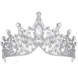 Sikypaota Kristal strass tiara met kam voor bruiloften en verjaardagen, 14 x 2 cm, strass-steentjes, Legering, Strass