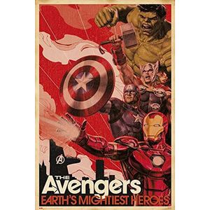 Erik Poster Marvel Avengers Earths Mightiest Heroes, papier, meerkleurig, 91, 5 x 61 cm