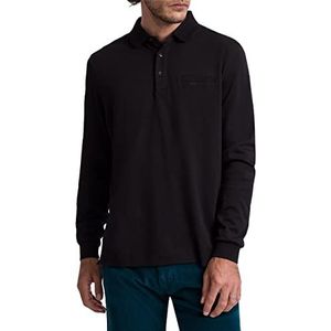 Pierre Cardin Poloshirt voor heren met lange mouwen, zwart.