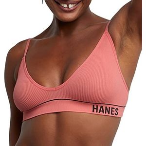 Hanes Originals Womens Rib Naadloze Beha ComfortFlex Fit Beha zonder beugel, roze begonia, S, Roze begonia