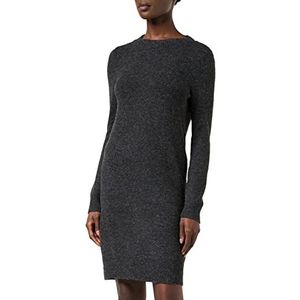 Vero Moda NOS Vmdoffy Ls O-neck jurk voor dames., Schwarz (Black Detail: Melange), XL