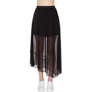Armani Exchange Aziatische rok voor dames, elastische tailleband, logo See Through, zwart.
