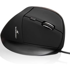 Bluestork - Ergonomische muis, bekabeld, USB, 6 toetsen, stil, verstelbaar tot 7600 DPI - Verticaal formaat voor rechtshandigen, preventie van pijn en polssteontsteking - PC & Mac