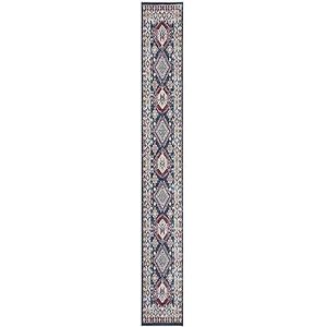 Safavieh Kazak Collection KZK119 tapijtloper, geweven, 61 x 244 cm, marineblauw/rood