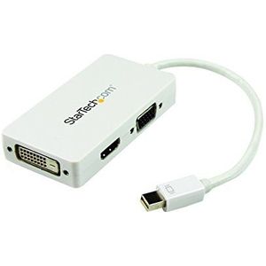 3-in-1 Mini DisplayPort Adapter - Dongle/Hub/Splitter Displayadapter Multiport Audio-Video: Converter 3 in 1 Mini DisplayPort naar VGA, DVI of HDMI - wit (MDP2VGDVHDW)