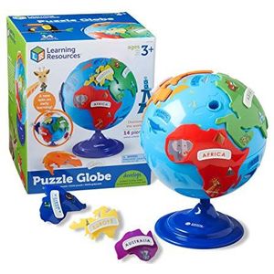 Learning Resources Globe puzzel, educatief spel, ontdekt de wereld, ontwikkelt probleemoplossende vaardigheden, cadeau voor kinderen van 6, 7, 8, 9 jaar, jongens en meisjes