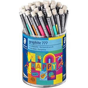 STAEDTLER 777 KP36HA Vulpotlood met gum, 36 potloden in een koker, lijnbreedte 0,5 mm, rubberen schacht, extra brede gum, onbreekbare stiftgeleiding