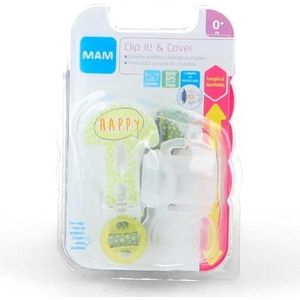 MAM Clip It! & Cover, Fopspeen broche en fopspeen hoes, 0+ maanden, willekeurige kleuren