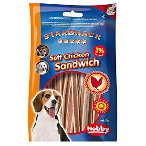 Nobby Soft Kip Sandwich Snack voor honden, 0,38 kg