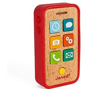 Janod - Kindertelefoon met geluid van hout - Imitatiespeelgoed - Vanaf 18 maanden, J05334