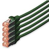 DIGITUS LAN-kabel Cat 6-10 m - 5 stuks - RJ45 netwerkkabel - S/FTP afgeschermd - compatibel met Cat 6A & Cat 7 - groen