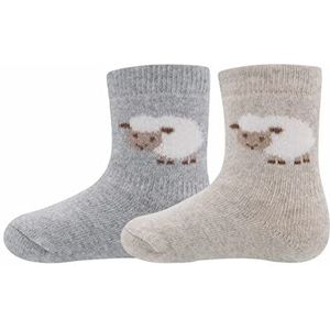 Ewers Ewers Gots Organic Kindersokken voor jongens, 2 paar casual sokken voor jongens, grijs.