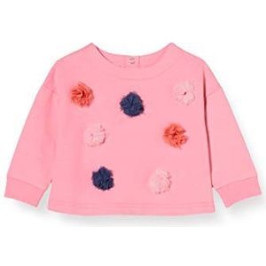 Brums Top Felpa Leggera Con Fiori Tule Pullover Baby Meisje, Roze (Roze Medio 09 028), 6 maanden, roze (Rosa Medio 09 028)
