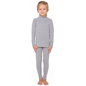 Thermo-ondergoed voor kinderen, 2-delig, skiondergoedset voor kinderen, met T-shirt met lange mouwen en lange onderbroek voor jongens en meisjes (104-110 cm, grijs)