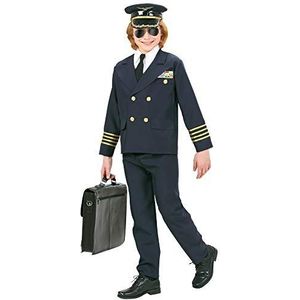 Widmann 73148 pilotenkostuum voor kinderen, jas en hoed, blauw, 11-13 jaar