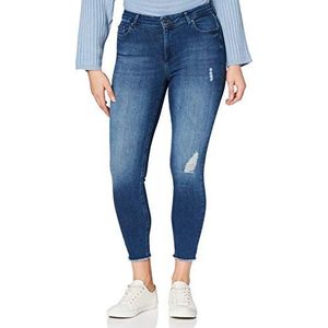 ONLY dames Skinny Onlblush Mid Ank Raw Jeans Rea2077 Noos, blauw (Medium Blue Denim Medium Blue Denim)., M / 32L