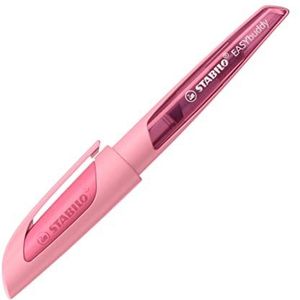 STABILO EASYbuddy vulpen voor beginners met veer A - pastelrood-roze - schrijfkleur blauw (afwasbaar) - enkele pen - incl. cartridge