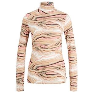 TOM TAILOR Denim Dames shirt met lange mouwen met rolkraag, 30243 - gekleurde marmeren print, L, 30243 - kleurrijk gemarmerde print