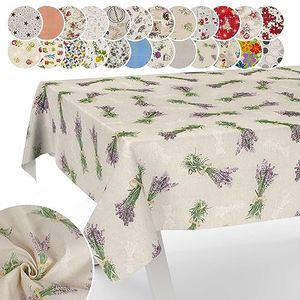 Afwasbaar stoffen tafelkleed, katoen, polyester, lavendelbeige, 100 x 140 cm, voor binnen en buiten