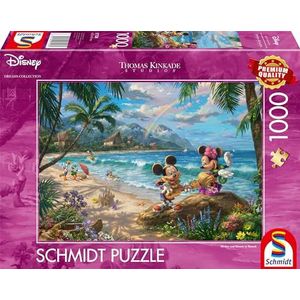 Schmidt Spiele Thomas Kinkade 57528, Disney, Mickey en Minnie op Hawaï, puzzel 1000 stukjes