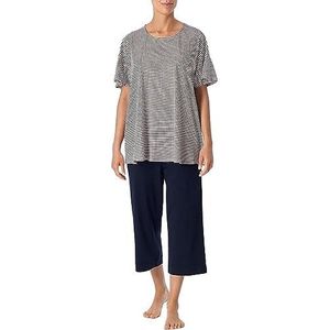 Schiesser 3/4 lange korte pyjama van modal katoen - Nightwear Pijama set dames (1 stuk), Donkerblauw patroon_179253