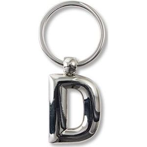 IF Sleutelhanger van metaal met gepersonaliseerde letters, zilver., D