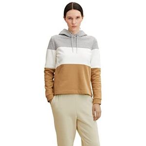 TOM TAILOR Denim dames hoodie met strepen, 27474 Soft Camel