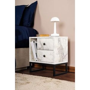 Freesia marmeren nachtstandaard, zwart, 50 x 18 x 5 cm, spaanplaat, 100% melamine, dikte 18 mm, perfect voor moderne ruimtes thuis, kantoor, studie, elegant design en